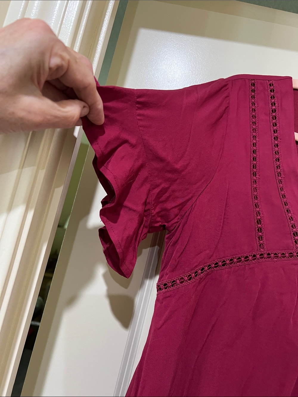 Raspberry   V-Neck Mini Dress H243 - Picture 7 of 10
